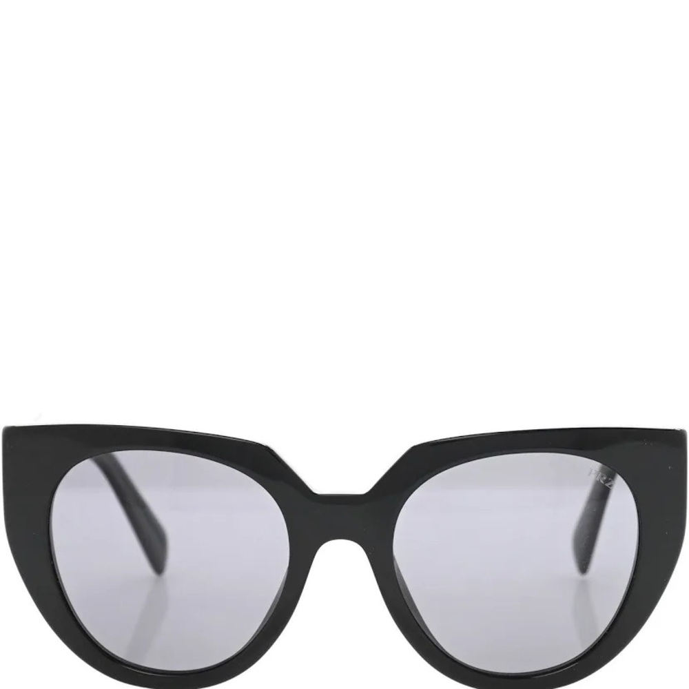 Prada Women's Acetate Black Cat-Eye Sunglasses. SPR 14W Black Green - Picture 2 of 16